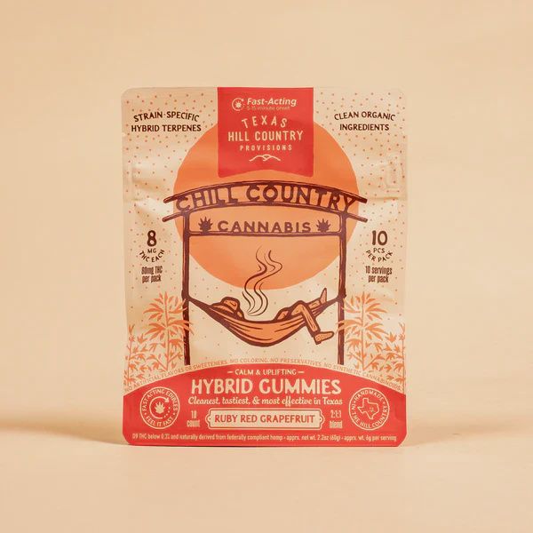 TEXAS HILL COUNTRY CHILL COUNTRY D9 GUMMIES 10CT RUBY RED GRAPEFRUITE
