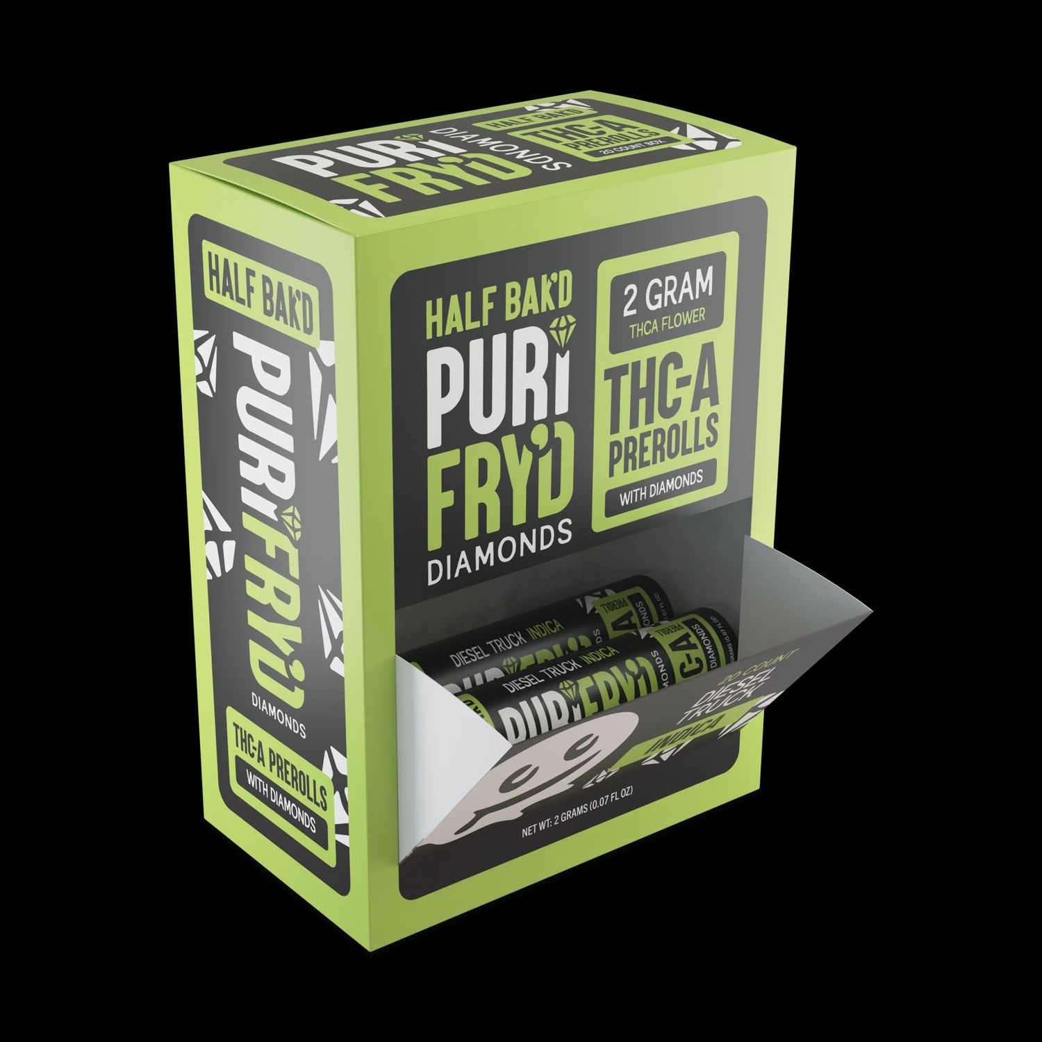 HALF BAKED PURI FRYD 2G THC-A DIAMOND INFUSED PRE ROLLS DIESEL TRUCK(I)