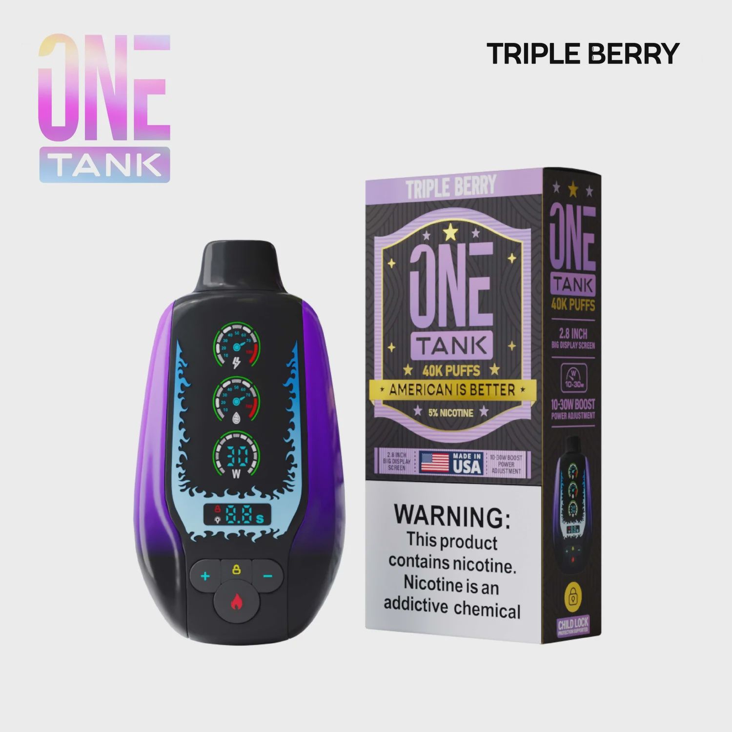 ONE TANK 40K DISPOSABLE 5CT  Triple Berry