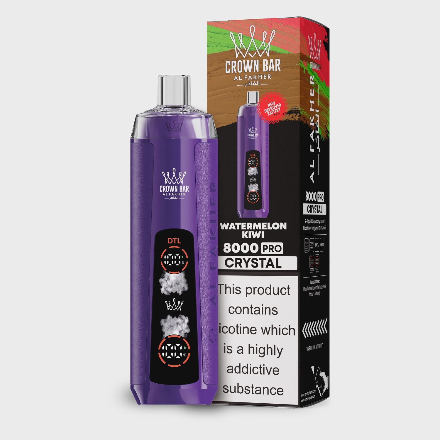 AL FAKHER CROWN BAR 8000 PRO 5PK  WATERMELON KIWI