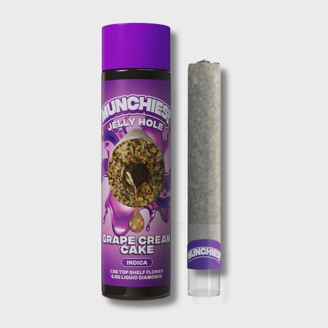 MUNCHIES 2G THCA JELLY HOLES PRE ROLL 10CT (Glass Tip)   Grape Cream Cake (Indica)