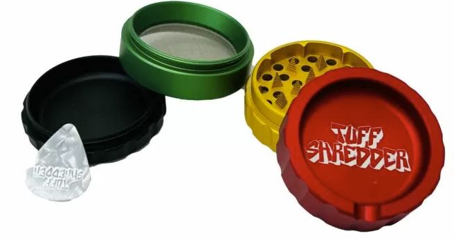 TUFF SHREDDER GRINDER 60mm 4pt W/ASHTRAY TS1023-M ASST COLORS