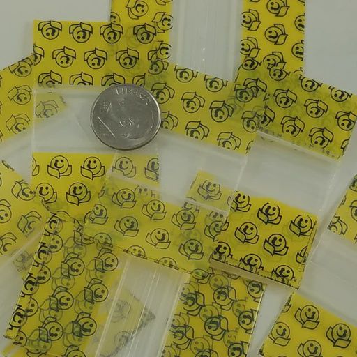 APPLE BAGGIES ZL 1515 1.5"X1.5" 100ct/pk 10PK YELLOW SMILEY / HAPPYFACE