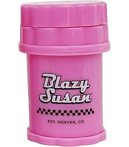 BLAZY SUSAN 4-PIECE HERB SAVER GRINDER PLASTIC MINI PINK CHECKERS