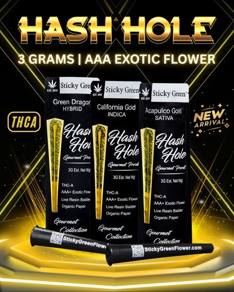 STICKY GREEN Hash Hole THC-A 1.5g PreRoll 2/Pk ACAPULCO GOLD SATIVA