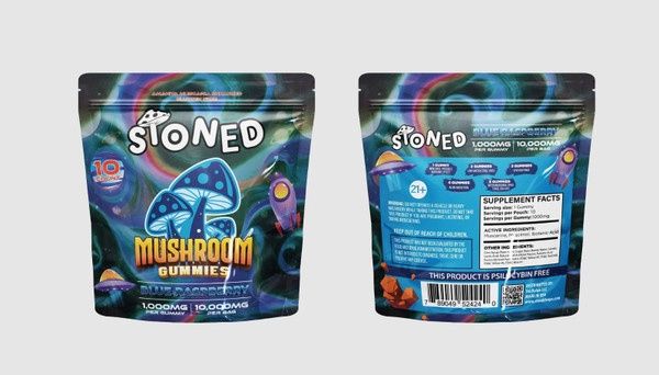 STONED MUSHROOM GUMMIES 10000mg 10/Pk BLUE RASPBERRY