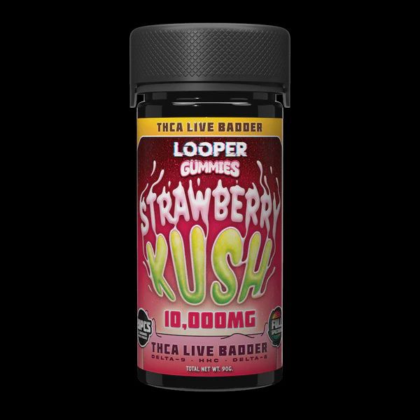 LOOPER LIVE BADDER D8/9+THC-A+HHC 10000mg GUMMIES 20/Jar STRAWBERRY KUSH
