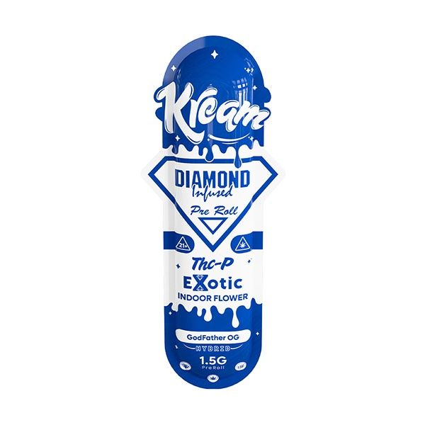 KREAM THC-P EXOTIC DIAMOND INFUSED 1.5G PRE ROLLS 40CT/BOX | GODFATHER OG (H)