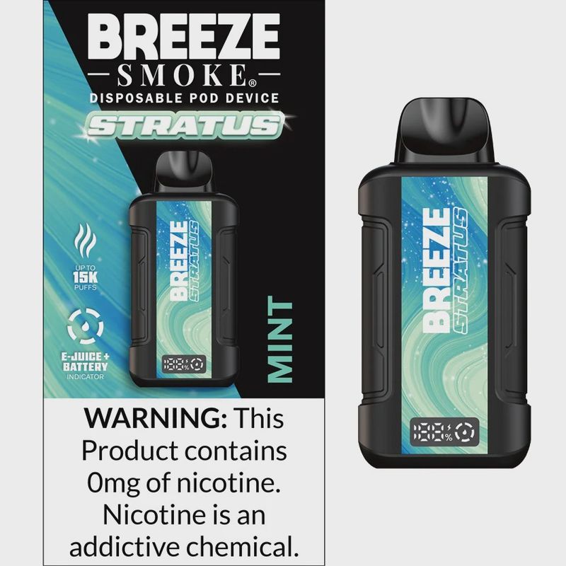 BREEZE STRATUS 0% NIC 15K PUFF DISPOSABLE 5CT/BOX MINT