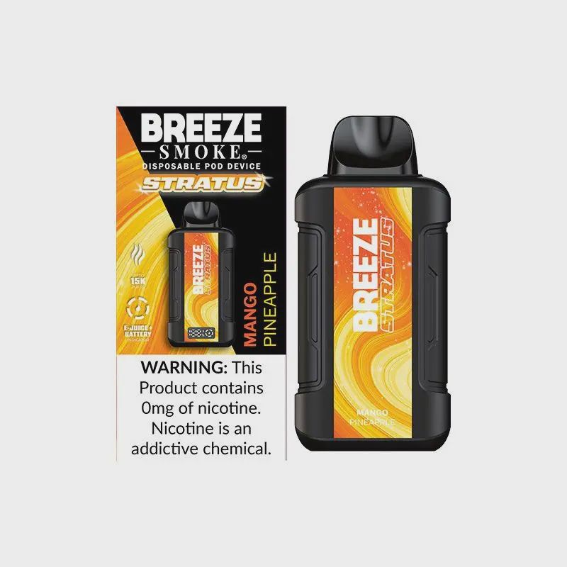 BREEZE STRATUS 0% NIC 15K PUFF DISPOSABLE 5CT/BOX MANGO PINEAPPLE