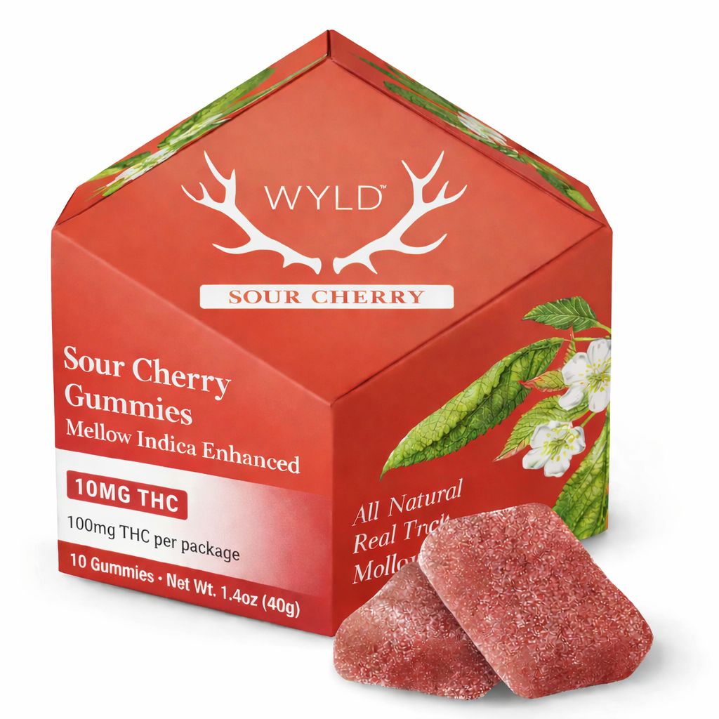 WYLD HEMP D9 GUM.MIES 10CT  100MG SOUR CHERRY