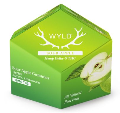 WYLD HEMP D9 GUMMIES 10CT  100MG SOUR APPLE