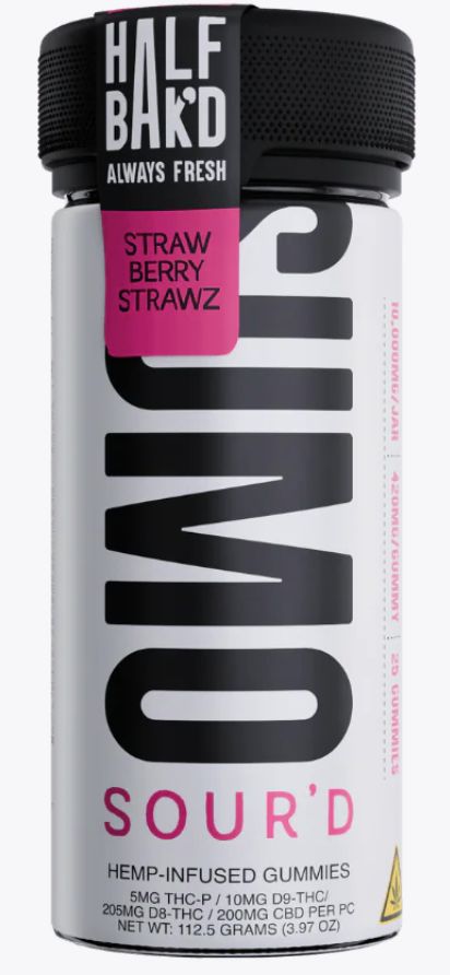 HALF BAKD SUMO SOURD GUMMIES JAR, 1000MG STRAWBERRY STRAWZ