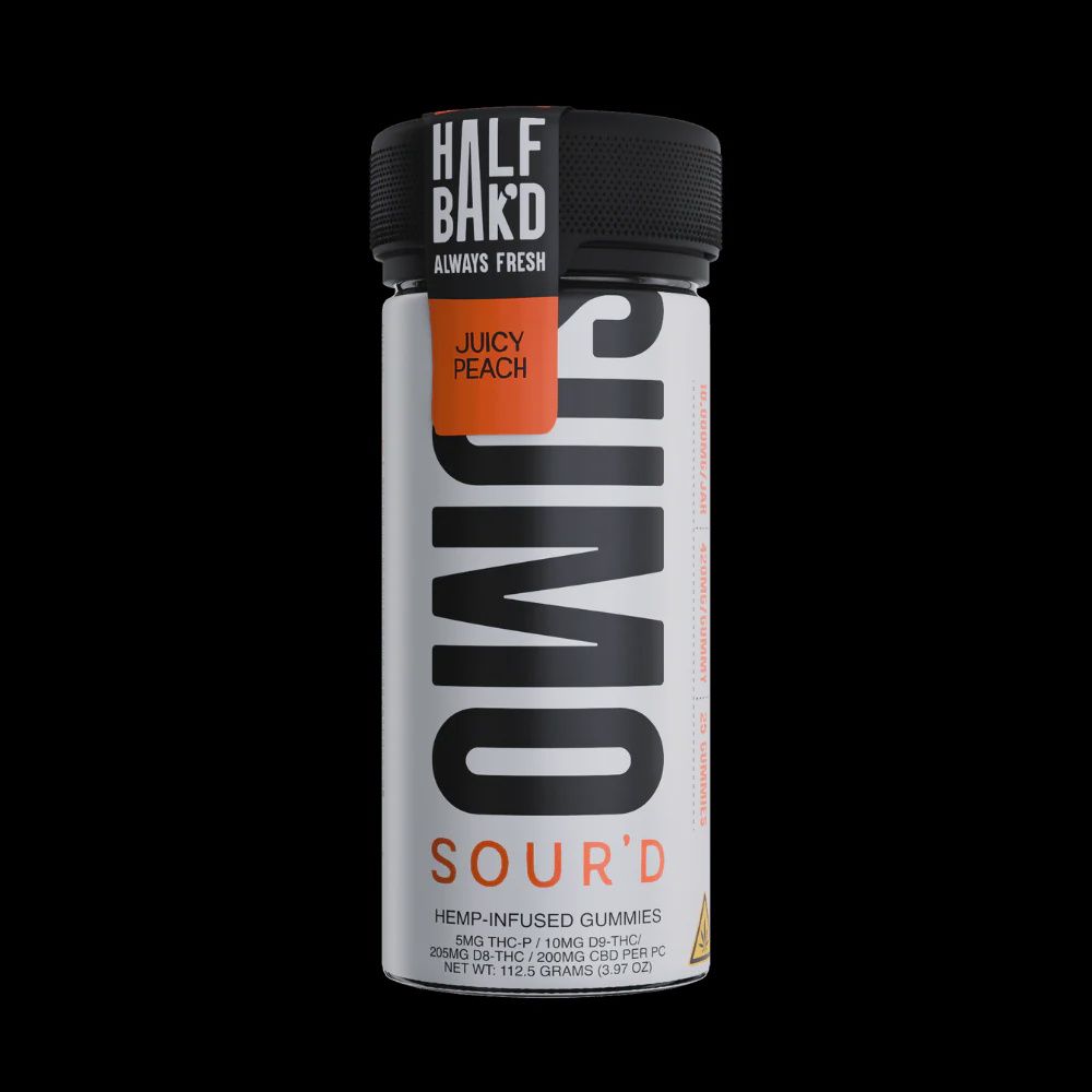 HALF BAKD SUMO SOURD GUMMIES JAR, 1000MG JUICY PEACH