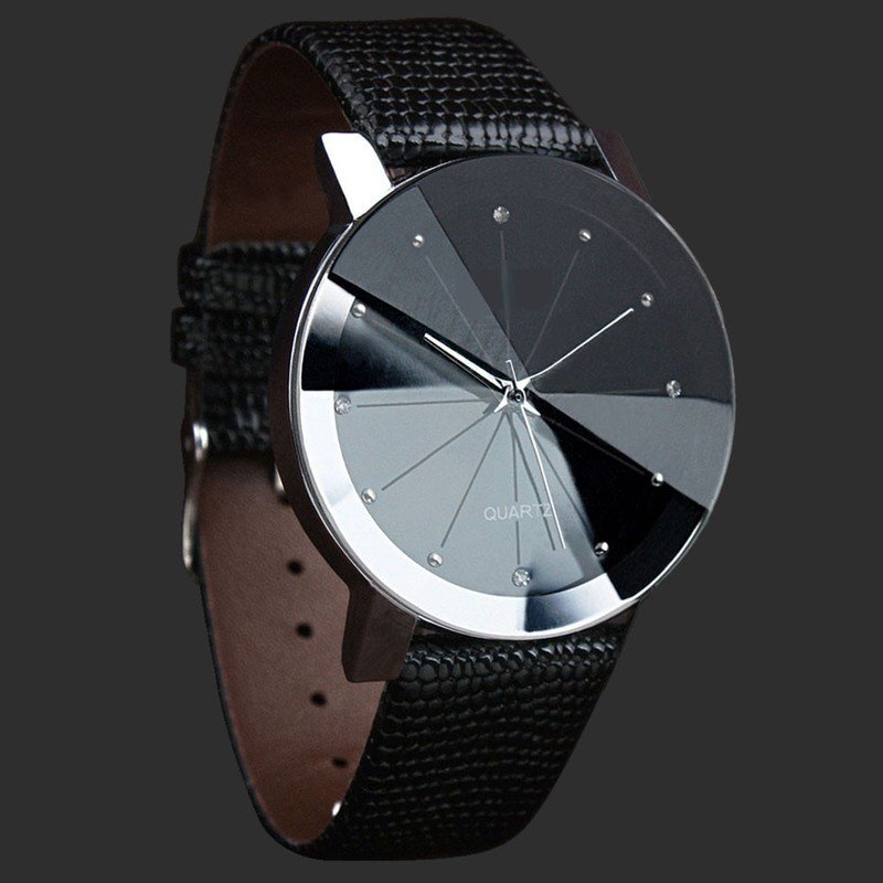 Fabulous Luxury Quartz Stainless Steel Dial Leather Band Wrist Watch