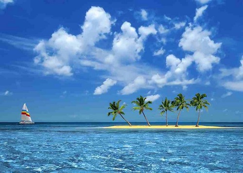 Солнечный остров. Фотообои с морем. Размер: 272х194см.