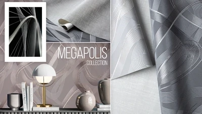 MEGAPOLIS .
Артикул: 9984х, 9985х.
Винил горячего тиснения на флизелиновой основе.
Размер: 1,06 х 10,05м