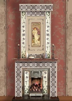 Камин &quot;Модерн&quot;. Фотообои, камин. Размер: 194х272 см.