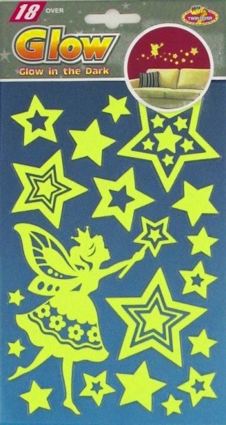 PUA 1006.Фея со звездами (мини) Светящиеся детские наклейки, влагостойкие. Размеры: 14*21,5 см. Размеры: 18 элементов. Материал: ПВХ.