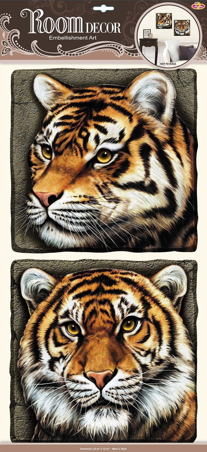 РОА 9508. Тигры объемные. Наклейки на стену. Размер- 60*32 см. Материал-ПВХ, 3D эффект. Влагостойкие. Количество элементов-2.