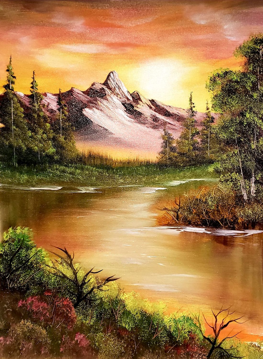 Golden Serenity: River&#39;s Embrace at Dusk