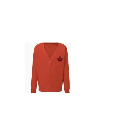 Repton Red Cardigan with School Logo