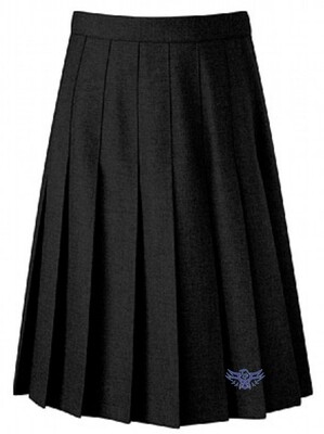 Paget Black Pleated Skirt with School Logo- Davenport (Senior Sizes)
