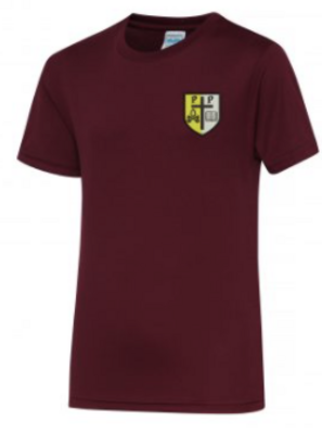 Lichfield St Peter and Paul Burgundy PE T-Shirt with logo