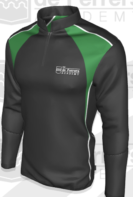 De Ferrers 2022 1/4 Zip Top with School Logo (Senior Sizes)