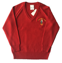 Howard Red V Neck Jumper with School Logo