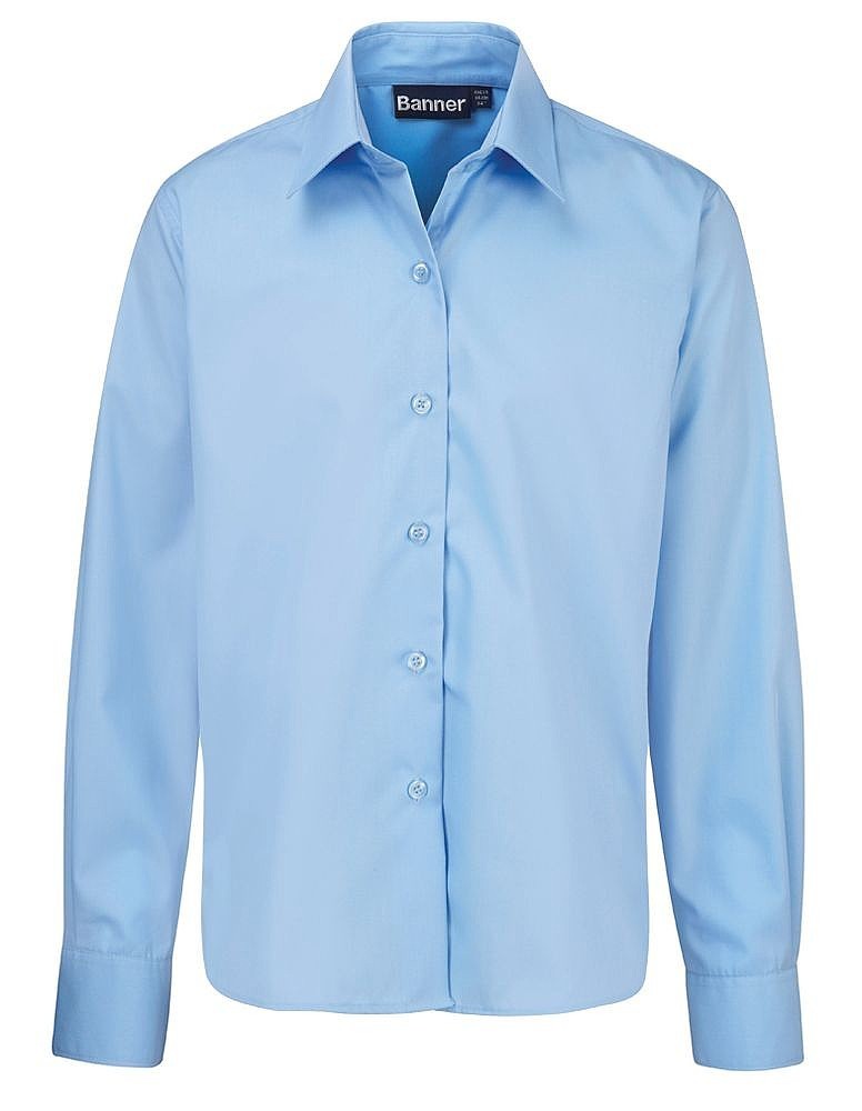 Girls Twin Pack Long Sleeve Blouse (Senior Sizes), Colour: Blue