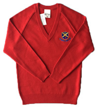 Richard Crosse Red V Neck Jumper with School Logo