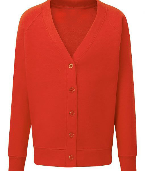 Church Gresley Red Cardigan with School Logo