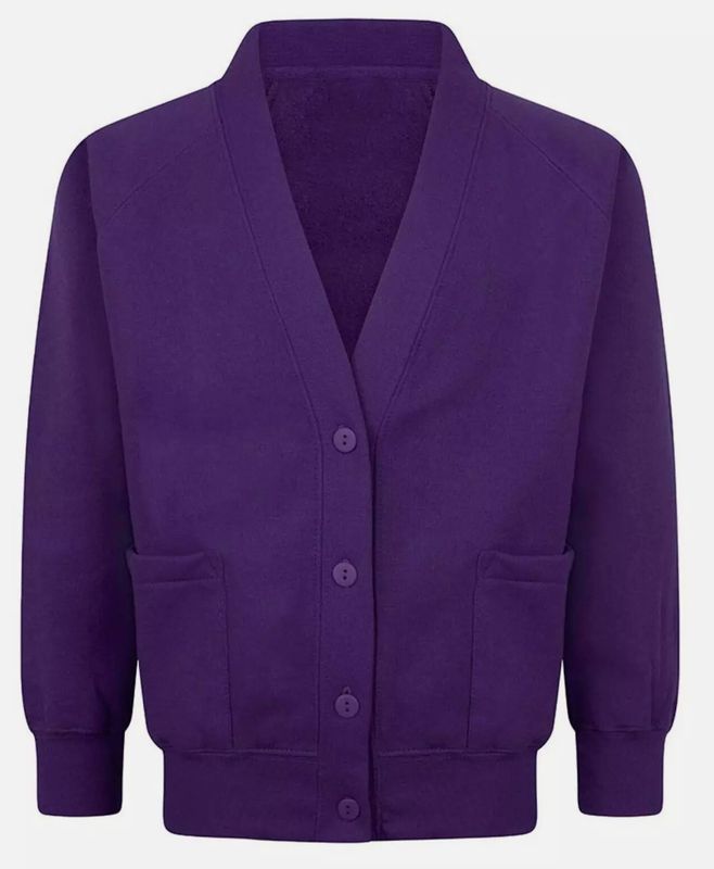 Branston Locks Purple Cardigan with School logo