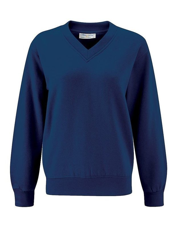 Rosliston French Navy V Neck Sweatshirt with New  School Logo (2024)
