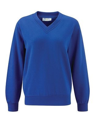 St Edward's Royal Blue V Neck Sweatshirt with School Logo