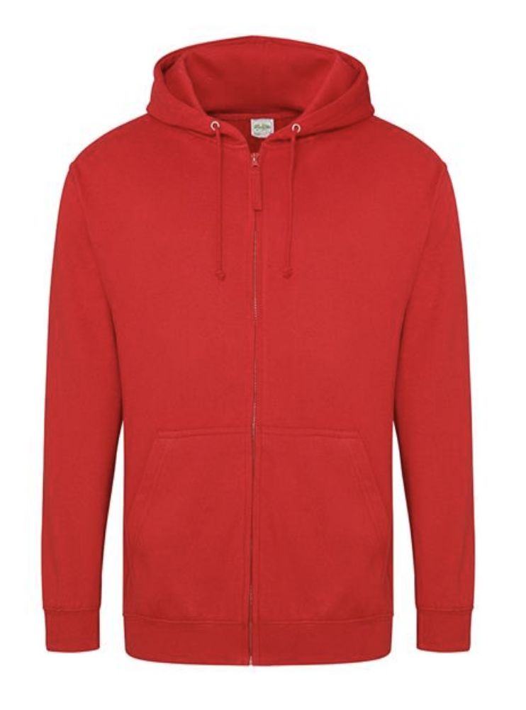 Repton Red PE Zip-Up Hoody with School Logo & Initials