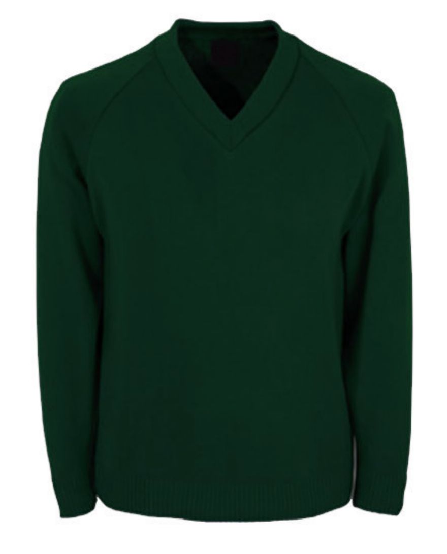 Overseal Bottle Green V-Neck with School Logo