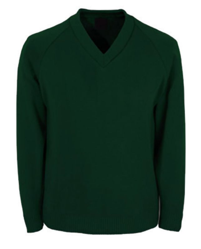 Overseal Bottle Green V-Neck with School Logo