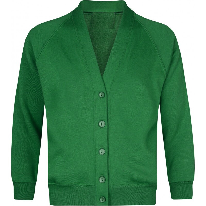 River View Emerald Green Cardigan with School Logo