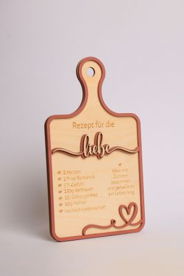 Schild Rezept Liebe eckig