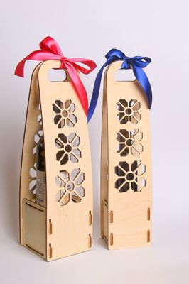 Geschenksverpackung für Wein/Schnaps - Blumenmuster