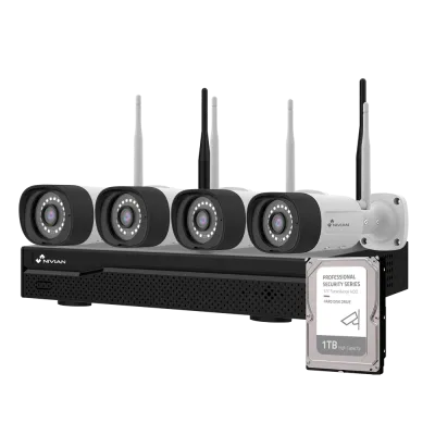 WIFI cameraset KIT1TBC4-16WIFI 4 camera's 3MP en recorder uitbreidbaar tot max 16 camera´s met 1TB harddisk