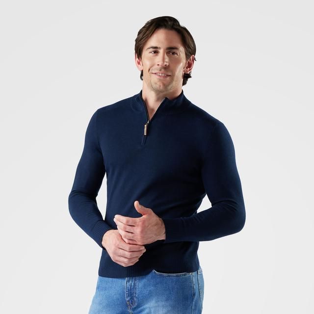 Smartwool Mens Sparwood 1/4 Zip Sweater 02845, Size: M, Color: Deep Navy Heather