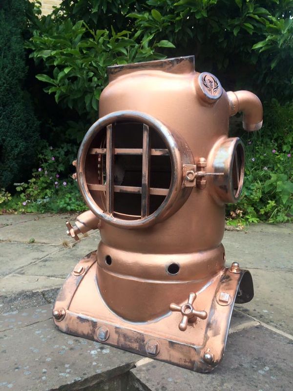 Dive Helmet Wood Burner