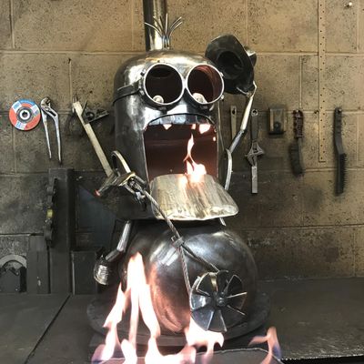 Minion &#39;Bomb Riding&#39; Wood Burner