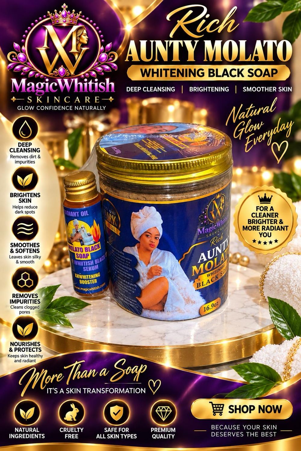 Creamy Molato Black soap extra whitening 