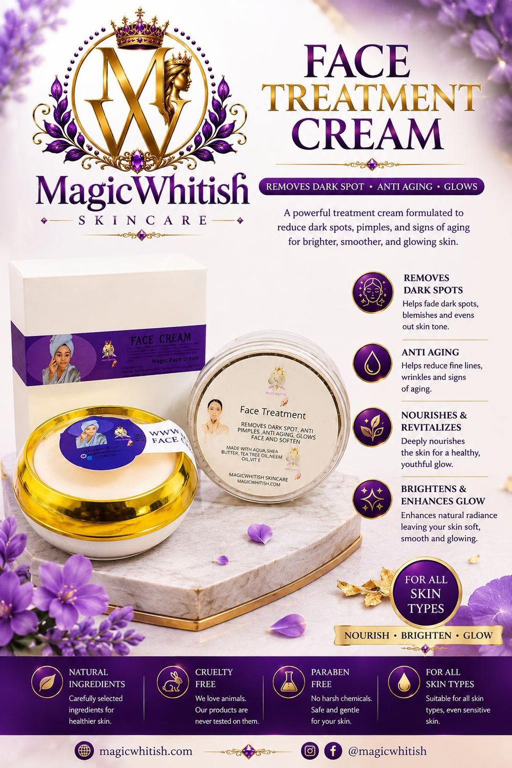 Lightening Face cream - 30ml Anti pimples, anti dark spot