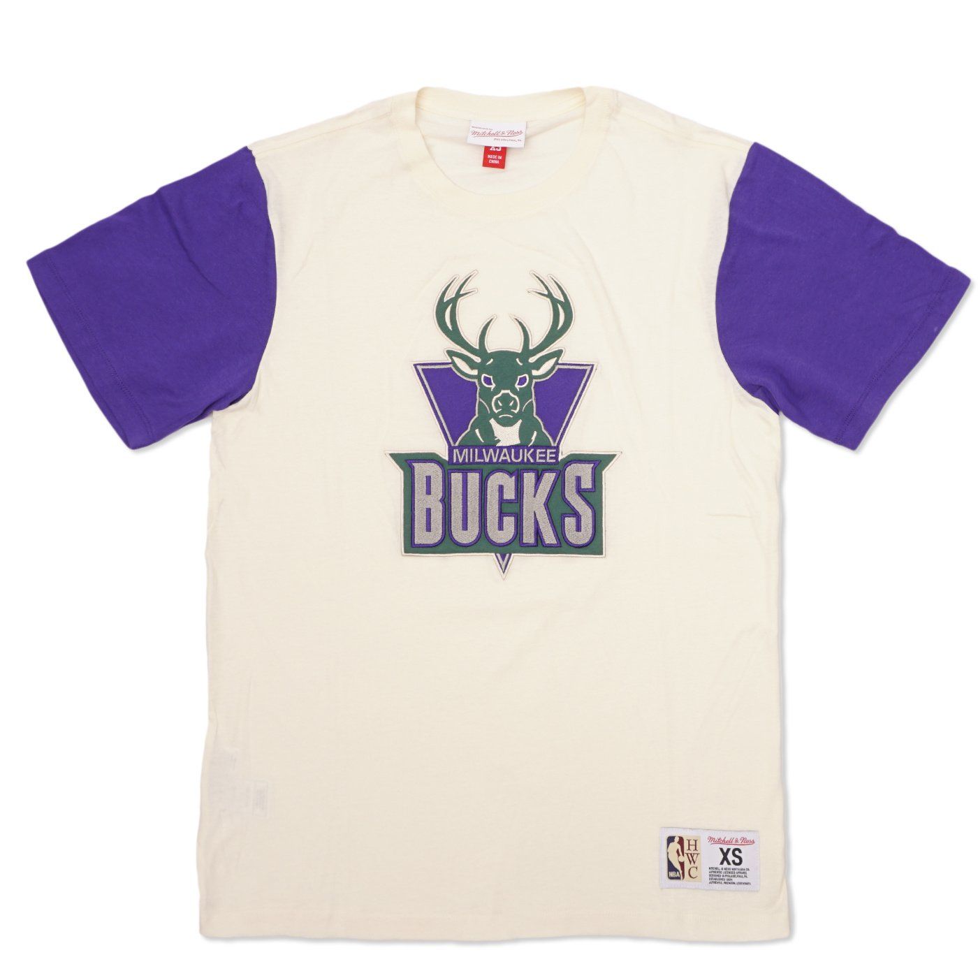 MITCHELL &amp; NESS BUCKS COLOR BLOCKED TEE 