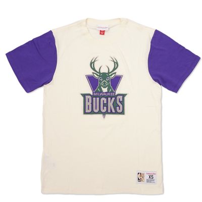 MITCHELL &amp; NESS BUCKS COLOR BLOCKED TEE 